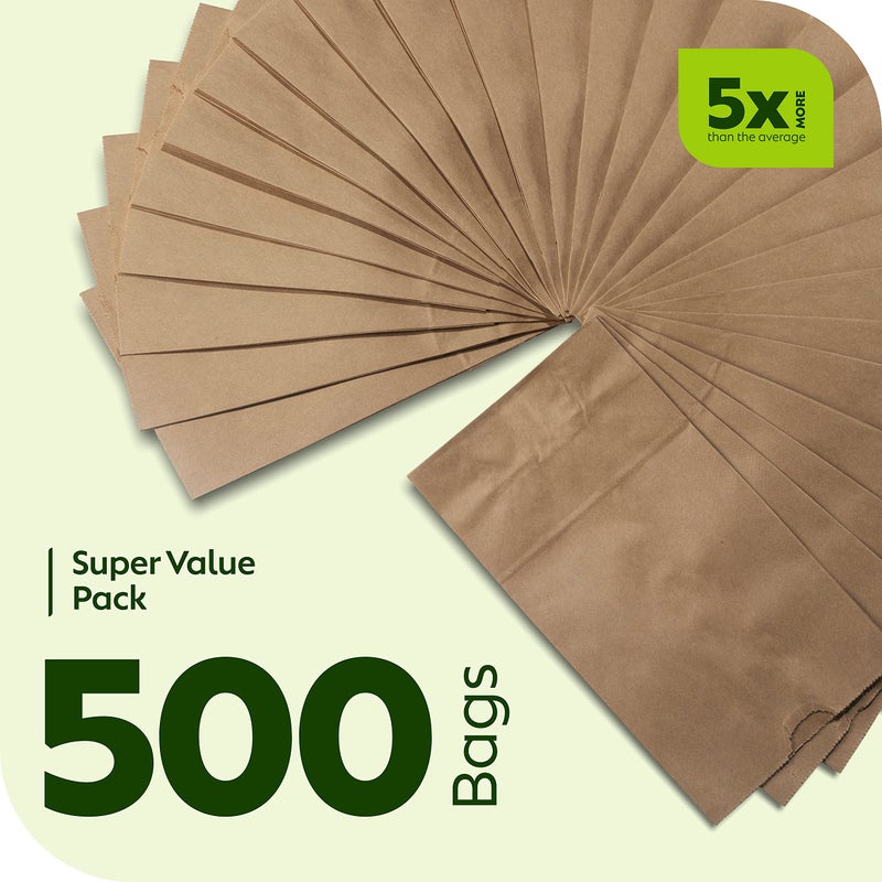 Culinware Kraft Paper Bags 8 Lb - Durable Brown Bags for Snack, Lunch, Sandwich, Pastries, Popcorn, Grocery and Party Favor - 6.1 x 4.25 x 12.3 In - 500 Count - Image 4
